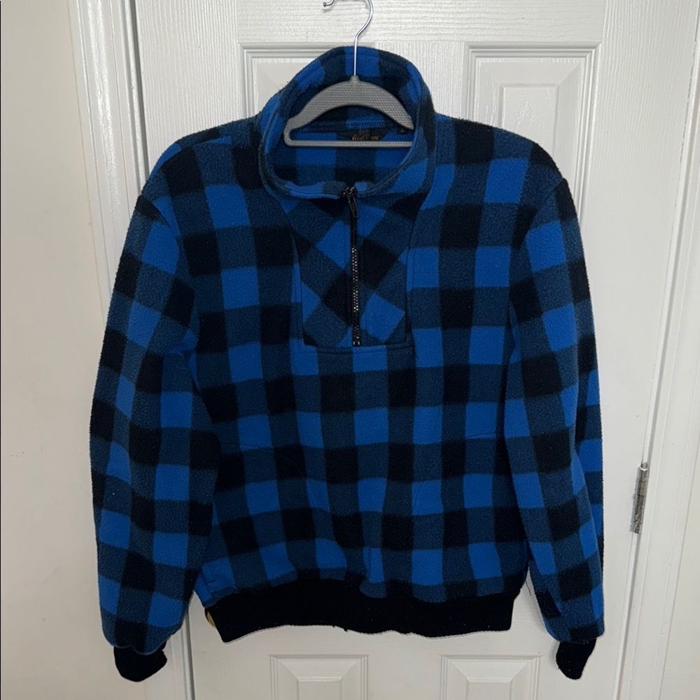 Blue and Black Checkered Men's Sweater